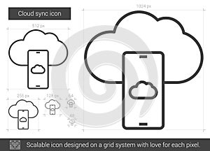 Cloud sync line icon.