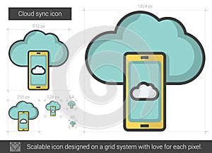 Cloud sync line icon.