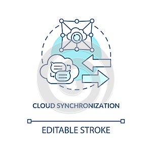 Cloud synchronization blue concept icon