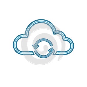 Cloud Synchronization: Data Syncing, Network Icon, Cloud Storage and Computing, Data Transfer, Network Backup, Recovery