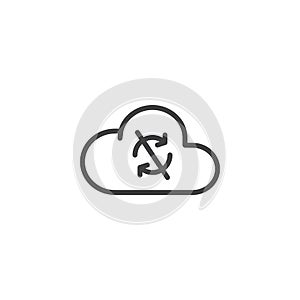 Cloud synchronization disconnected outline icon