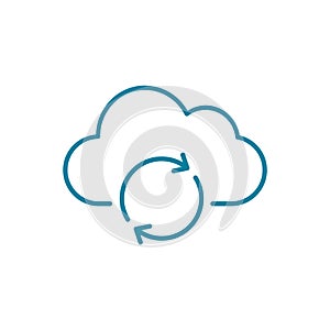 Cloud synchronization line icon. Cloud with circle arrows. Backup data online symbol.