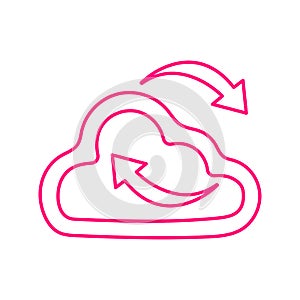 Cloud synchronization line icon, outline vector