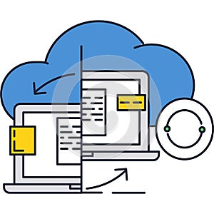 Cloud synchronize icon content data syncing vector