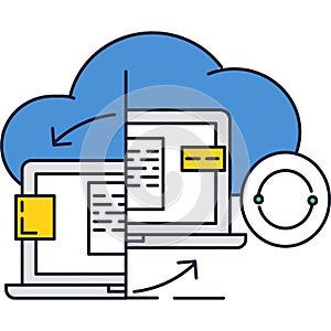 Cloud synchronize icon content data syncing vector photo