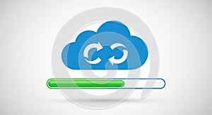 Cloud syncing progress loading data to cloud storage network digital service
