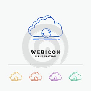 cloud, syncing, sync, data, synchronization 5 Color Line Web Icon Template isolated on white. Vector illustration