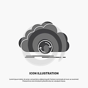 cloud, syncing, sync, data, synchronization Icon. glyph vector gray symbol for UI and UX, website or mobile application