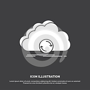 cloud, syncing, sync, data, synchronization Icon. glyph vector symbol for UI and UX, website or mobile application