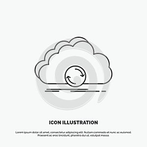 cloud, syncing, sync, data, synchronization Icon. Line vector gray symbol for UI and UX, website or mobile application