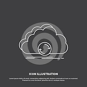 cloud, syncing, sync, data, synchronization Icon. Line vector symbol for UI and UX, website or mobile application