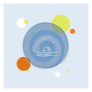 cloud, syncing, sync, data, synchronization White Line Icon colorful Circle Background