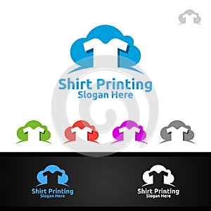 Cloud T shirt Printing Company Logo Design for Laundry, T shirt shop, Retail, Advertising, or Clothes Community Concept