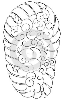 Cloud tattoo ,coloring book japanese style.