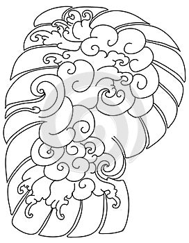 Cloud tattoo ,coloring book japanese style.