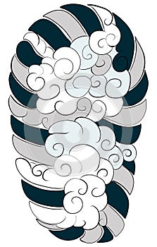 Cloud tattoo ,coloring book japanese style.