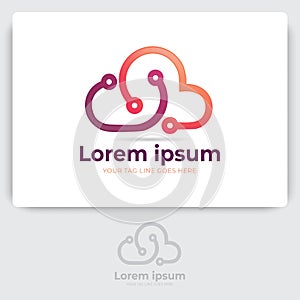 Cloud tech logo design. data server cloud technology vector