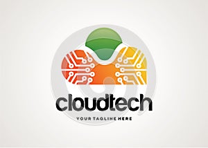 Cloud Tech Logo Template Design Vector, Emblem, Design Concept, Creative Symbol