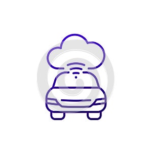 cloud technologies for a car line icon