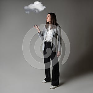 Cloud technologies, concept. Using cloud storage, transferring data