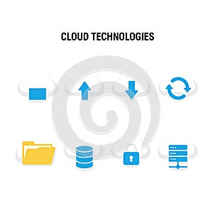 Cloud Technologies flat icons set