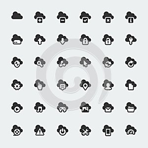 Cloud technology big icons set