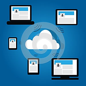 Cloud technology on blue gradient