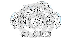 Cloud Technology. Cloud Computing, Big Data or Cloud Computing Concept. Abstract Digital Background. Wireframe Cloud