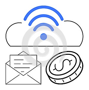 Cloud Technology with Communication, Finance, and Connectivity Elements