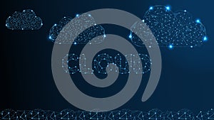 Cloud Technology. Cloud Computing, Big Data or Cloud Computing Concept. Abstract Digital Background. Wireframe Cloud