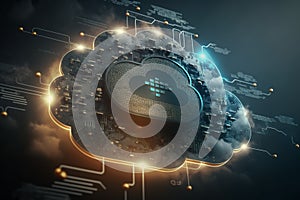 Cloud technology computing, big database concept background, data center concept, modern cloud technologies, data transfer