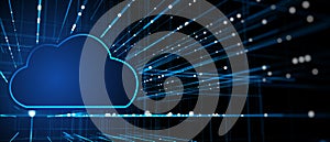 Cloud technology and computing concept on dark background. 3D Rendering