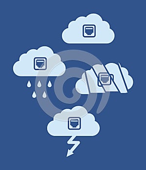 Cloud technology computing concept. Flat design cloud with internet socket - vector illustration