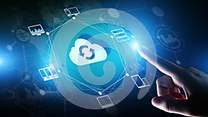 Cloud technology Computing and data storage. Internet and networking concept on virtual screen.