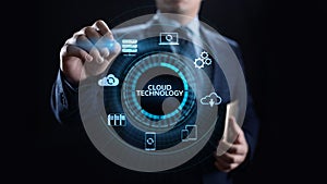 Cloud technology computing networking data storage internet concept.