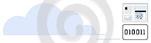 Cloud Technology Concept with Binary Code and Online Data Analytics Dashboard