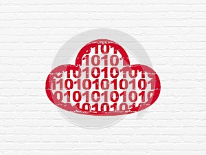 Cloud technology concept: Cloud With Code on wall background