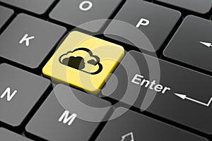 Cloud technology concept: Cloud on computer keyboard background