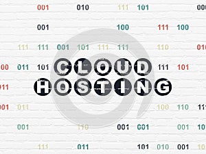 Cloud technology concept: Cloud Hosting on wall background