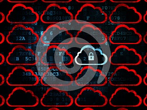 Cloud technology concept: cloud with padlock icon
