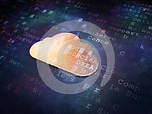 Cloud technology concept: Golden Cloud on digital