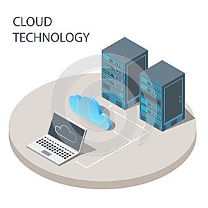 Cloud technology concept poster vector isometric illustration