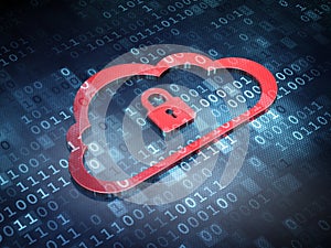 Cloud technology concept: Red Cloud Padlock