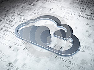 Cloud technology concept: Silver Cloud on digital background
