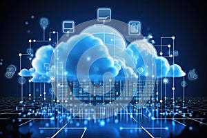 Cloud Technology, Data Network, Transfer Cloud Computing Digital Background, Generative AI Illustration
