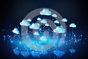 Cloud Technology, Data Network, Transfer Cloud Computing Digital Background, Generative AI Illustration