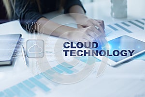 Cloud technology. Data storage. Networking and internet service concept.