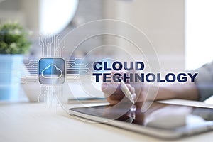 Cloud technology. Data storage. Networking and internet service concept.