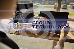 Cloud technology. Data storage. Networking and internet service concept.