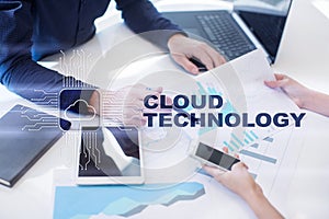 Cloud technology. Data storage. Networking and internet service concept.